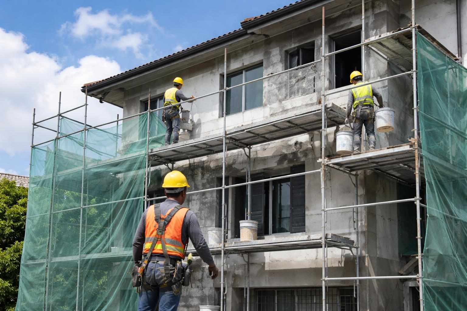 示意圖：桃園地區建築物外牆整修工程施工情形